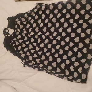 Express black and white hearts top